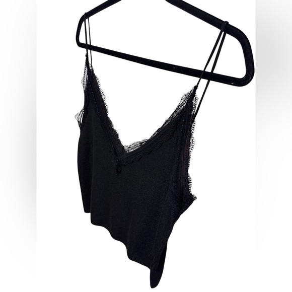Zara | Black Knit Lace Trim Tank | Size L | EUC - Picture 4 of 7